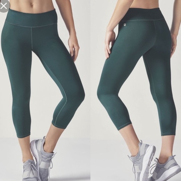 Fabletics Pants - FABLETICS Dark Green Crop Leggings XL Workout